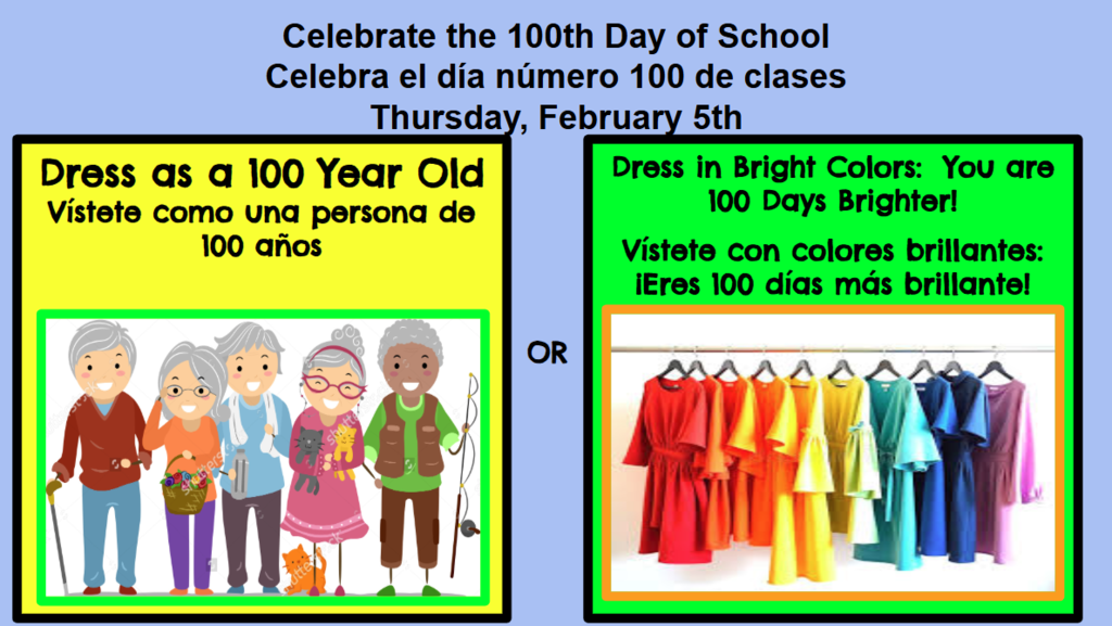 A flyer sharing information about the 100th day of School