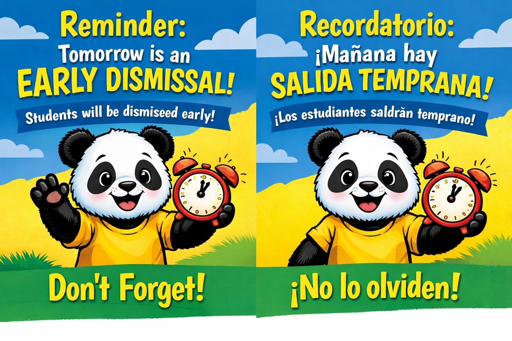 Early Dismissal  tomorrow. 