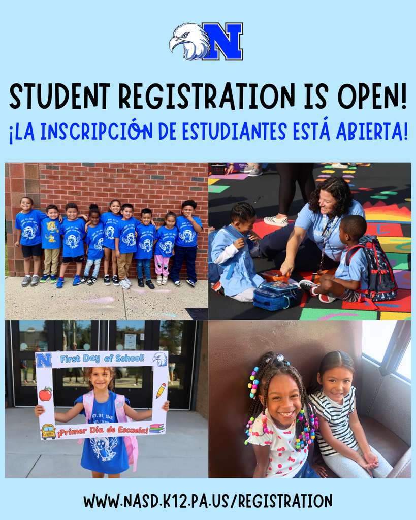 Student Registration Flyer with photos of NASD students and staff. More information in caption.
