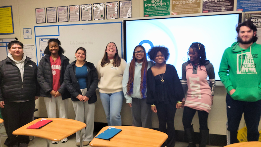 AP Research students and Dr. Limbert pose for a group photo.