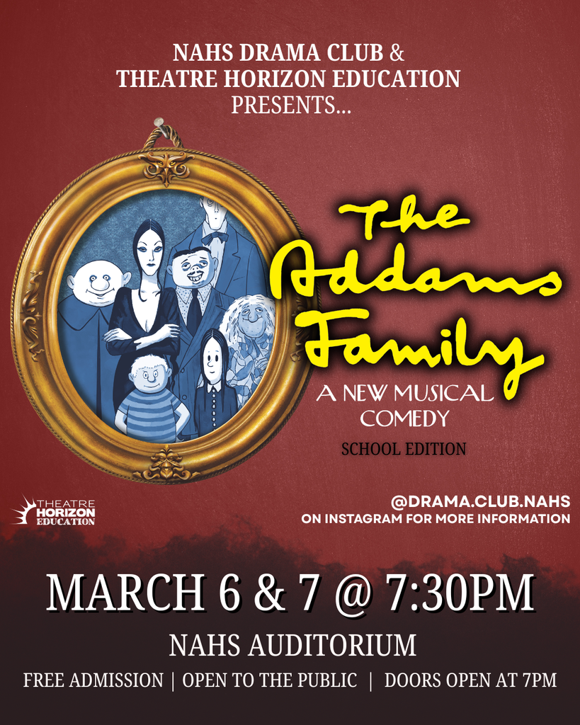 "The Addams Family" flyer in English. Details in caption.