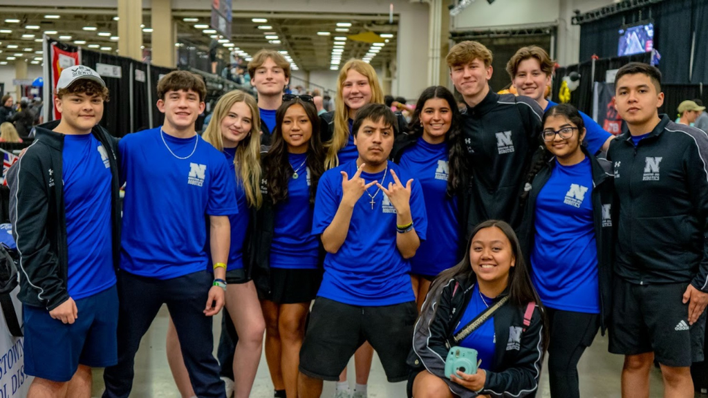 NAHS robotics team posing for a photo.