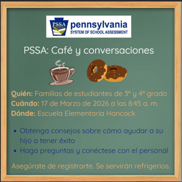 Flyer with information for PSSA parent workshop in Spanish