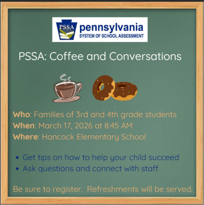 Flyer with information for PSSA parent workshop in English