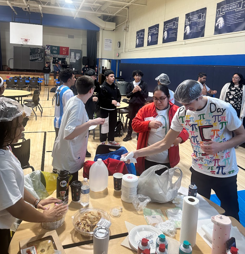 City Year coaches are helping students with reciting the pie formula