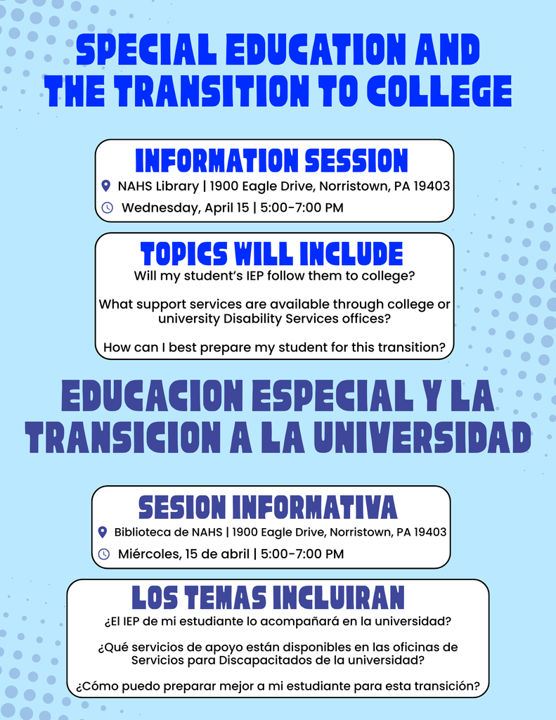 Special Education and the Transition to College Flyer. Details in caption. 