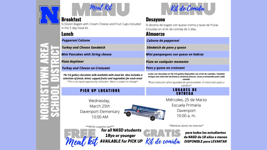 Spring 2026 Meal Distribution Menu