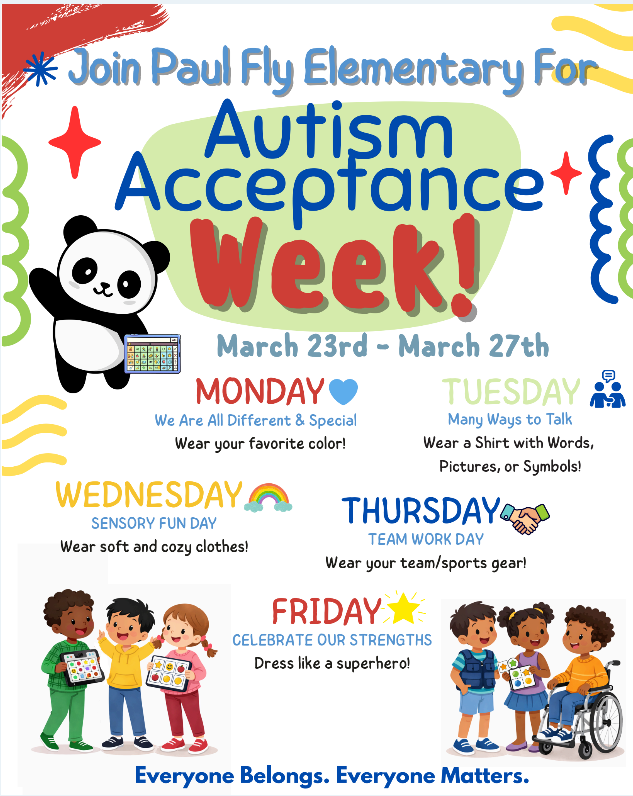 Autism Acceptance Week flyer.