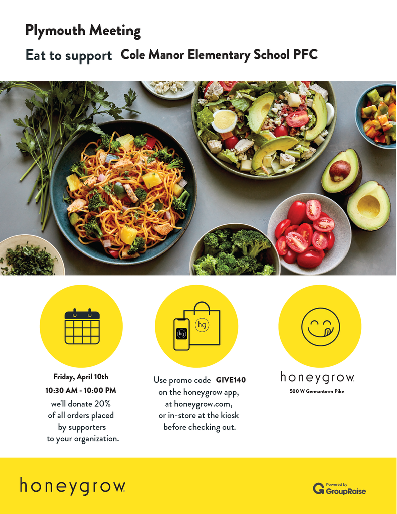 honeygrow Dine and Donate Flyer