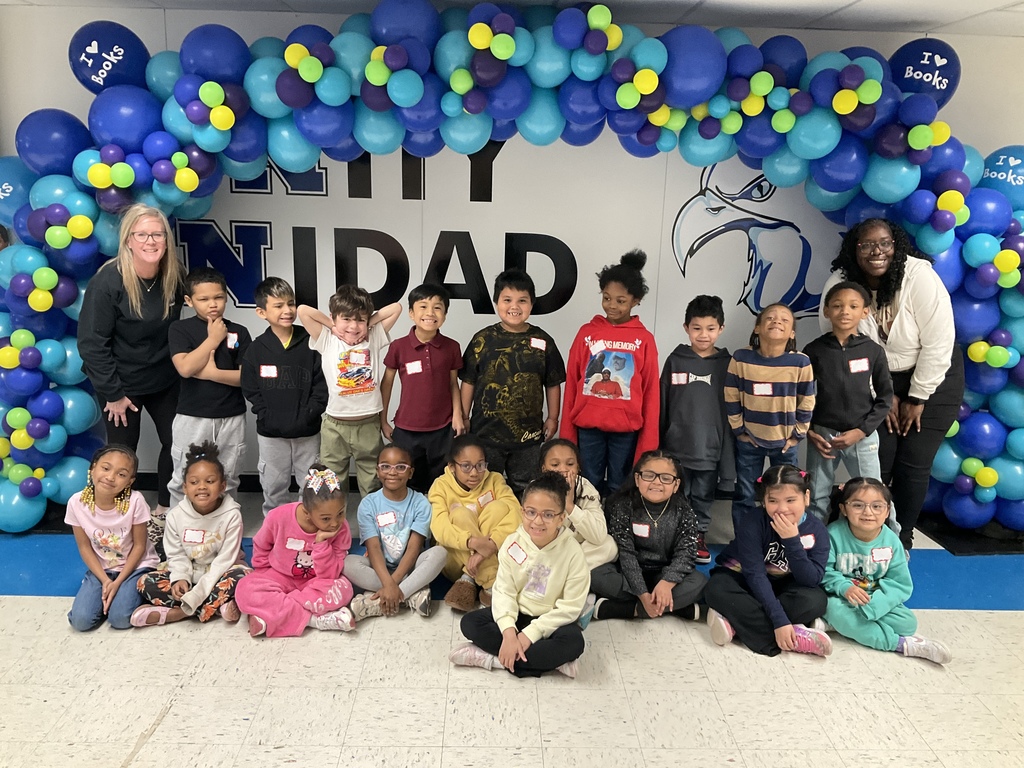 A group of students ready to pick out their books