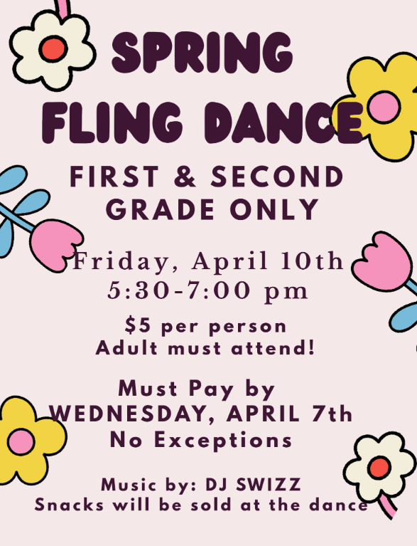 Flyer about the Spring Fling Dance in English