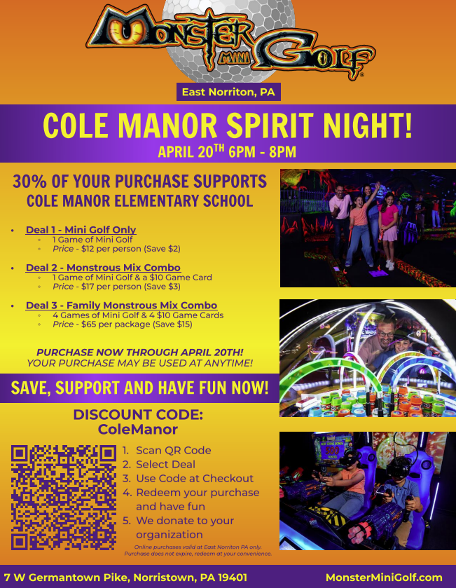 Monster Golf Spirit Night Flyer