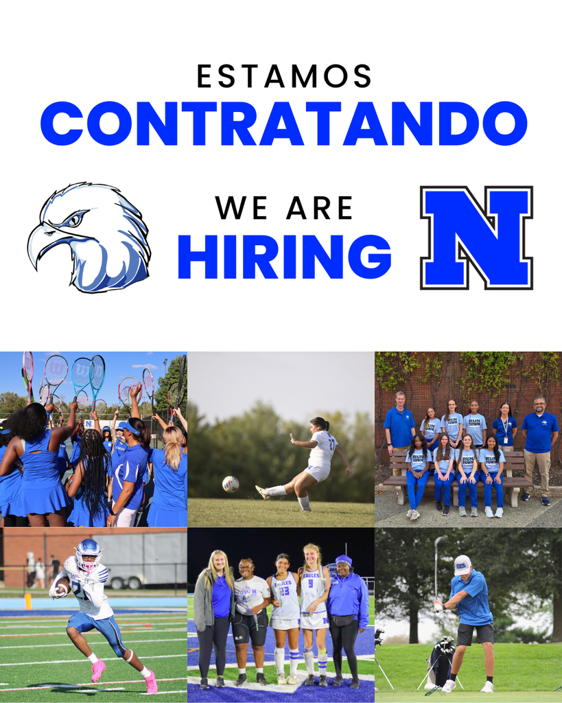 Collage of student-athletes and coaches with text "We Are Hiring".