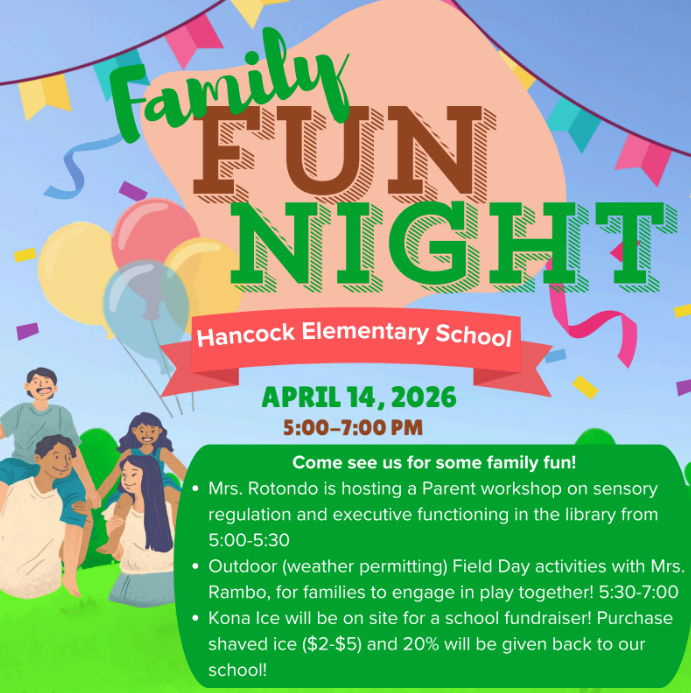Family fun night flyer in English