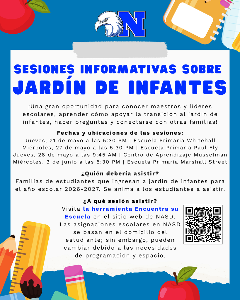 Spanish flyer for kindergarten information sessions. Details in caption.