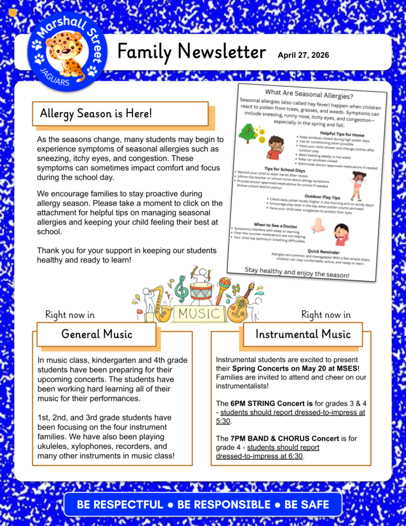 Family Newsletter, Page 1