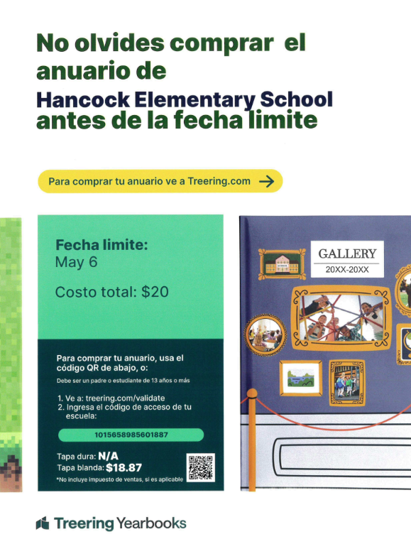 Flyer about the yearbook and how to order in English.