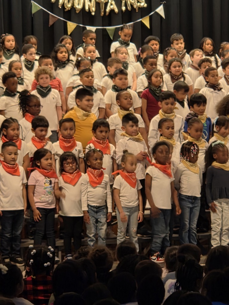Kindergarteners perform at their show.