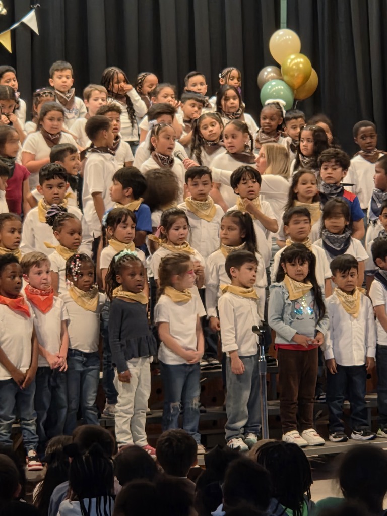 Kindergarteners perform at their show.