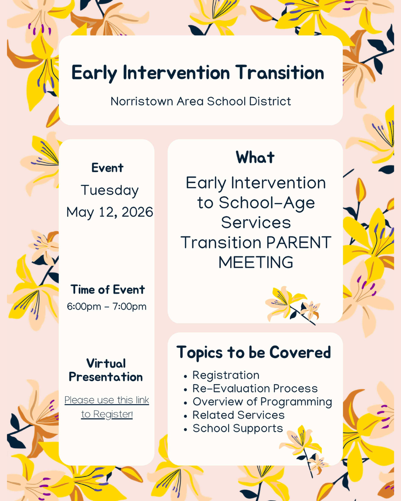 Early Intervention to School-Age Transition Meeting Flyer - English. Details in caption.