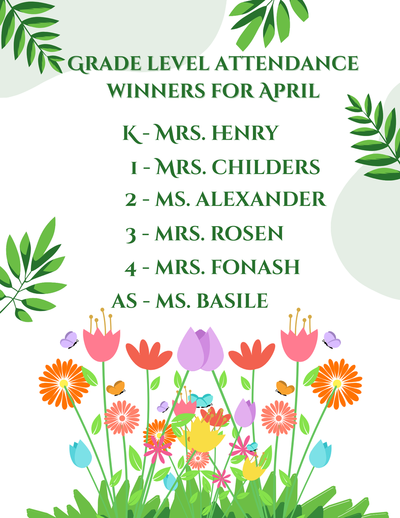 April Grade Level Attendance Winners