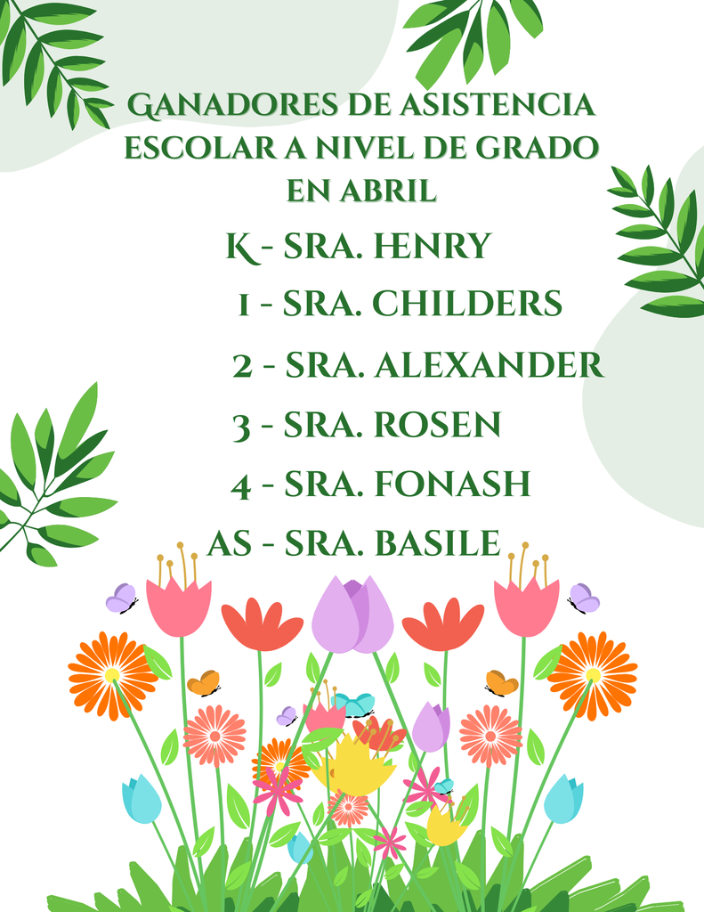 April Grade Level Attendance Winners