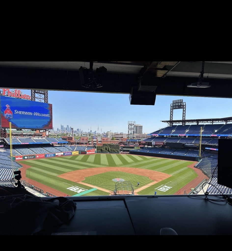 A view of the Phillies field from the announcers' box