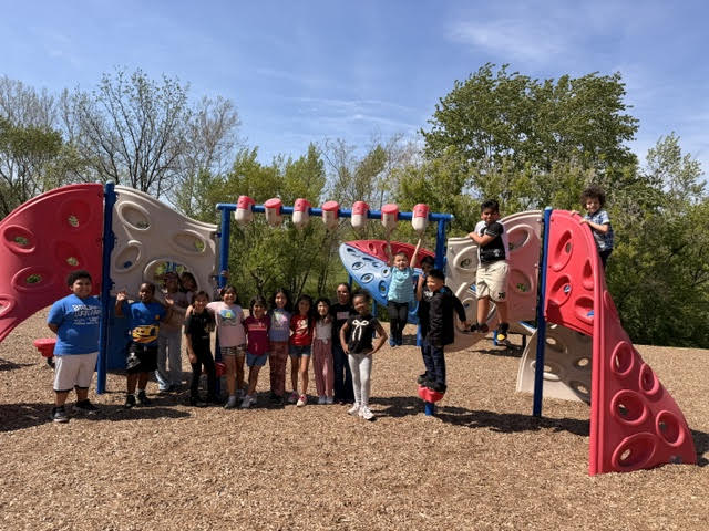 Ms. Alexander's class enjoying their reward recess for April attendance.