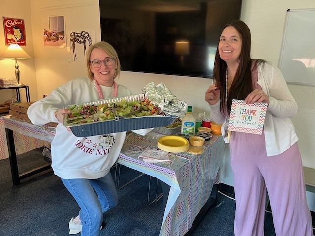 Cole Manor teachers enjoying lunch. 
