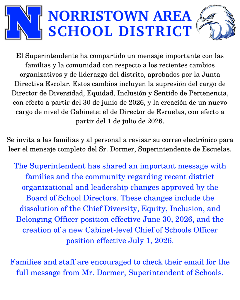 Message from Superintendent. Full message in caption.