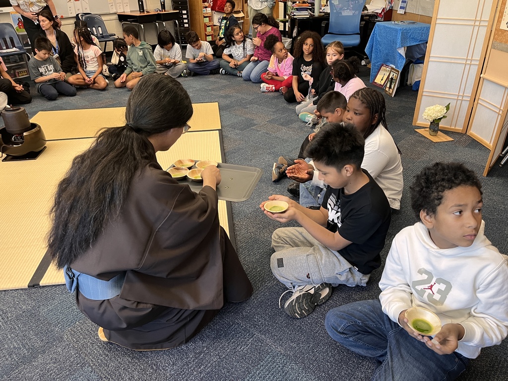 Third grade students at the tea ceremony.