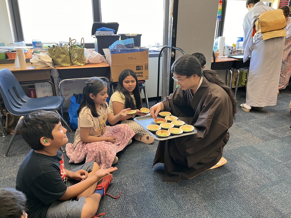 Third grade students at the tea ceremony.