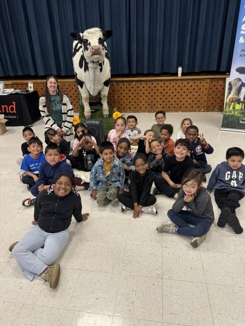 Carly the Cow visits Marshall Street Elementary.
