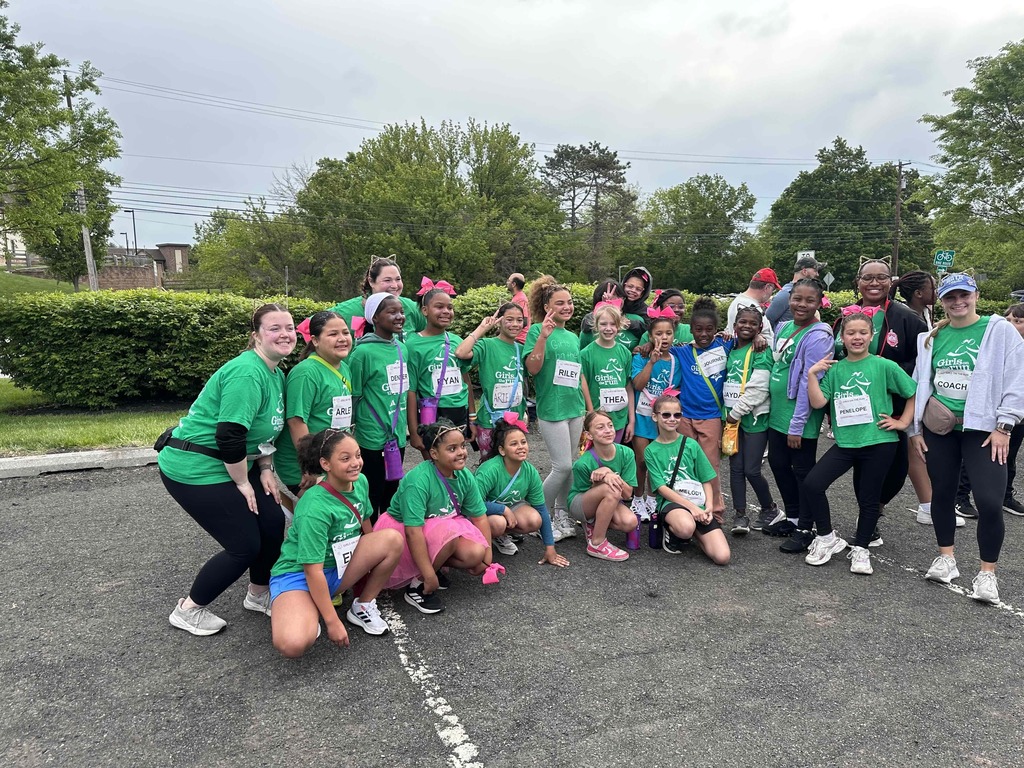 Students participate in a 5K run as part of the Girls on the Run program.