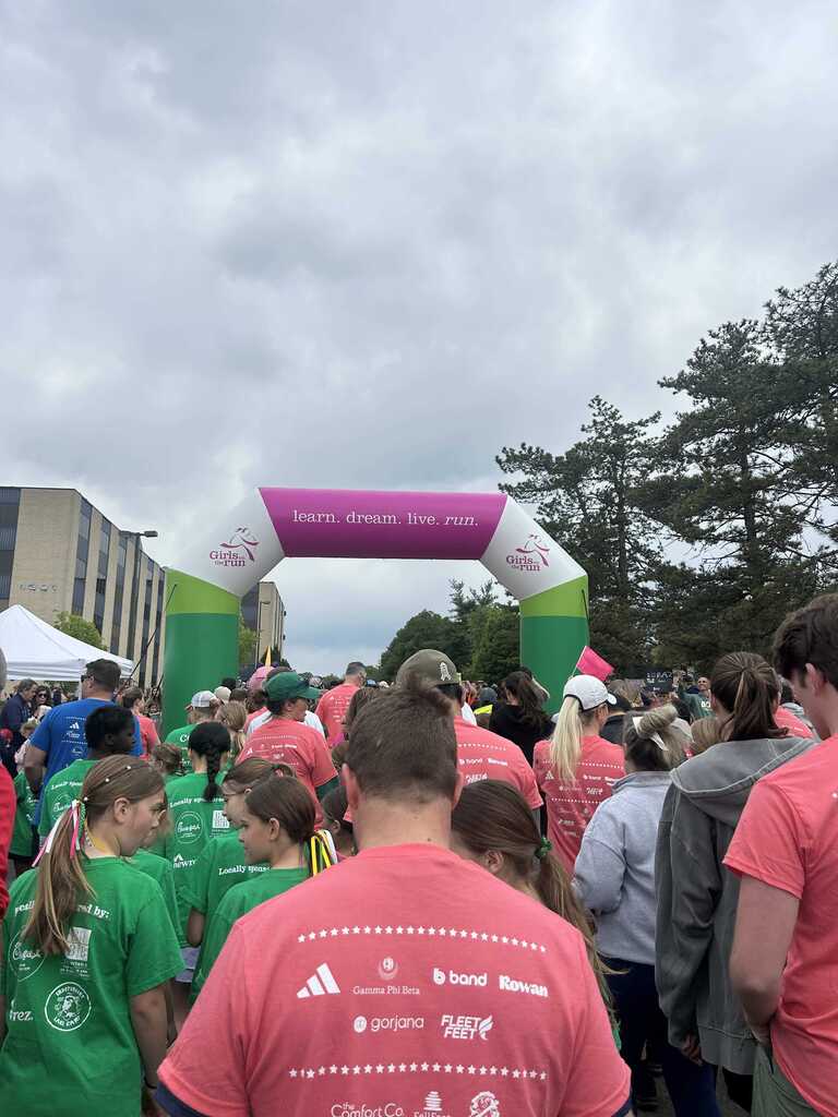 Students participate in a 5K run as part of the Girls on the Run program.