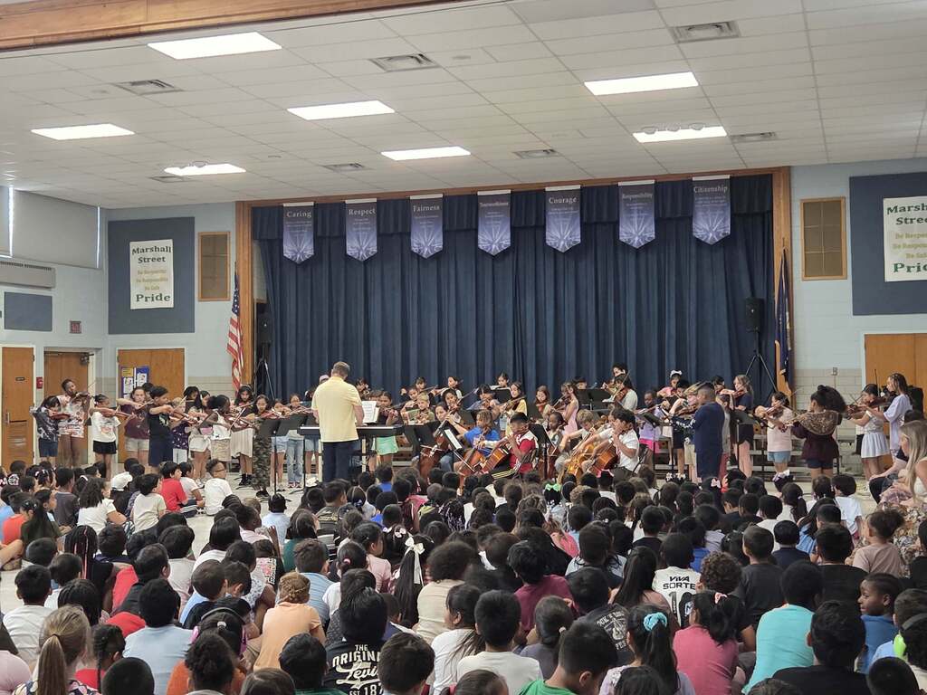 Third and fourth grade orchestra performs for the Spring Concert.