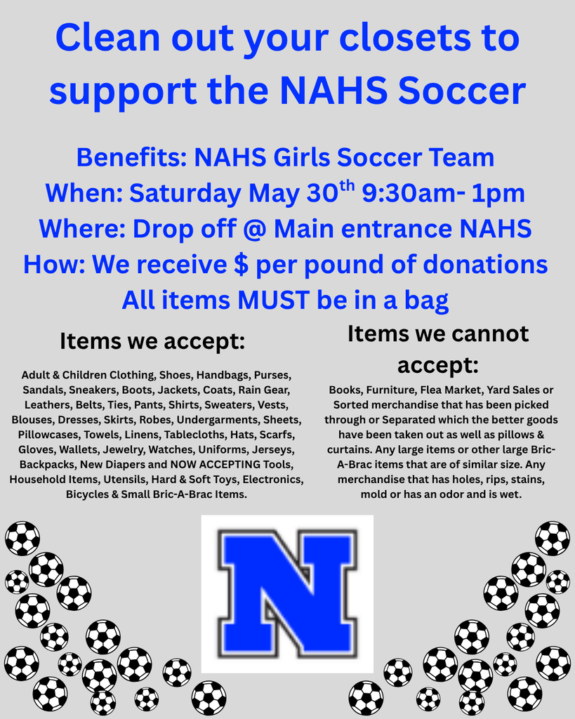 English flyer for girls soccer clothing drive. Details in caption.