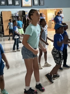 A student dances to fun music at Field Day.