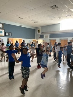 Students dance to fun music at Field Day.f