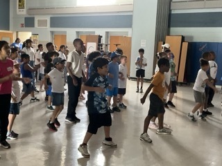 Students dance to fun music at Field Day.