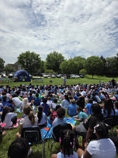 Everyone at Marshall Street gathers for the Field Day Assembly.
