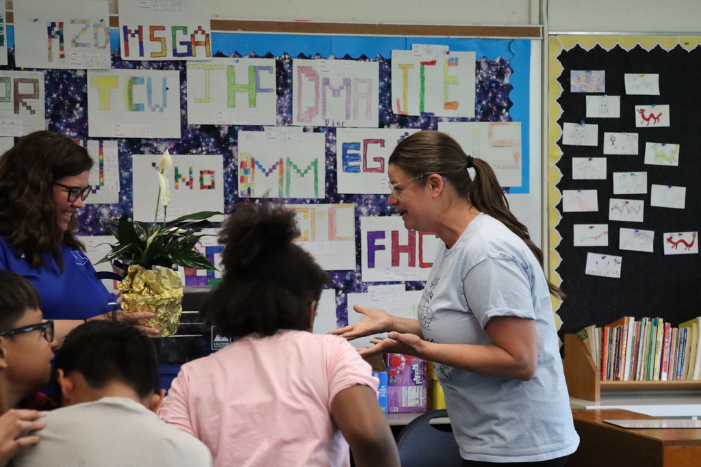 Mrs. Shuler being recognized as Teacher of the Year