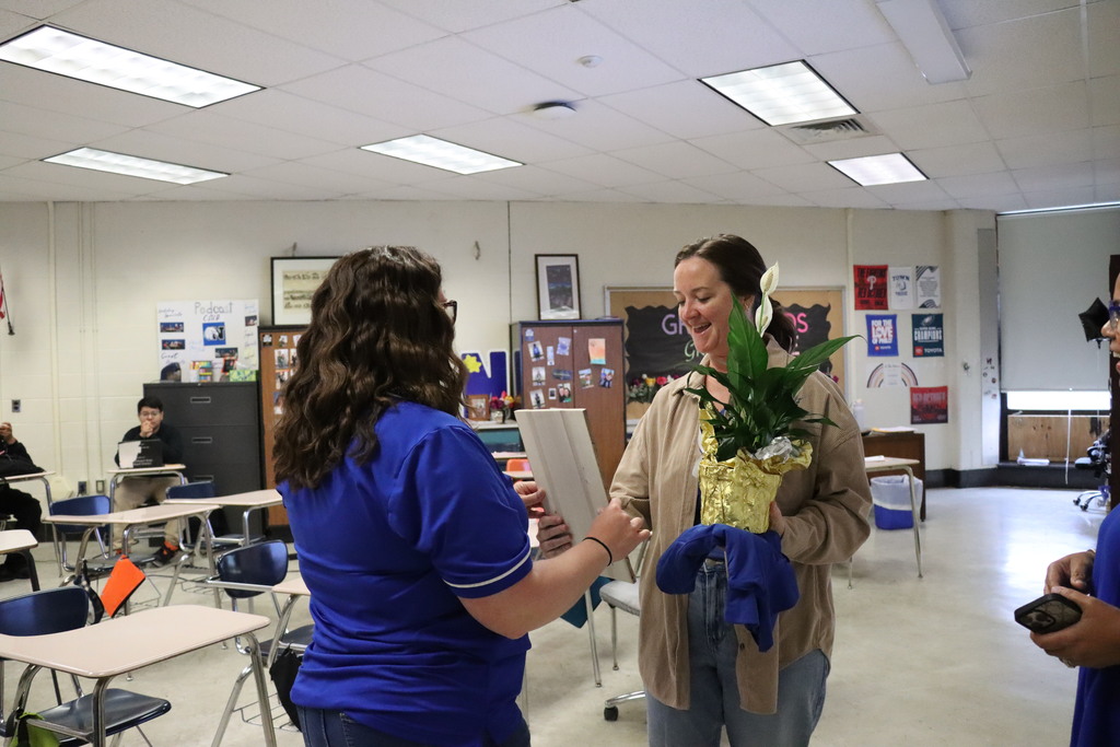 Teacher receiving teacher o the year award for Norristown Area High School. 