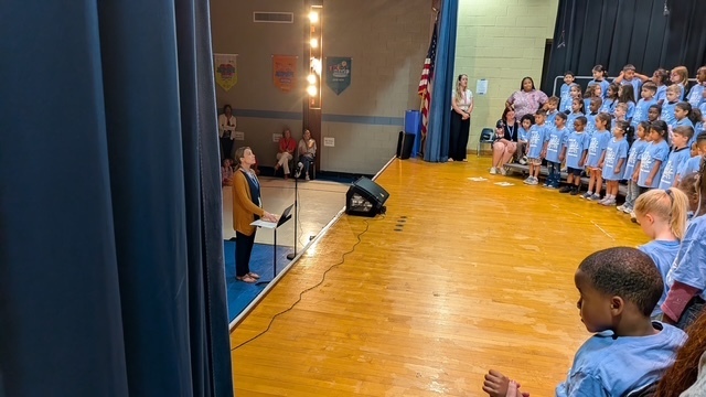 Kindergarten students singing