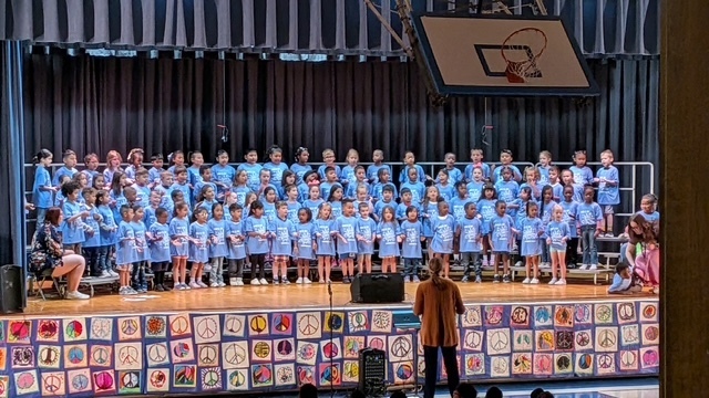 Kindergarten students singing