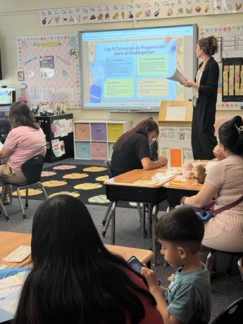 Families attend a Kindergarten information session.