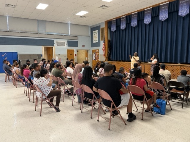 Families attend a Kindergarten information session.