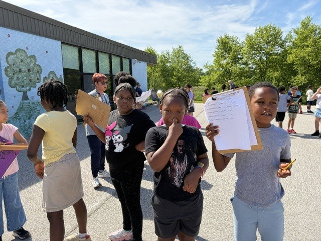 Students outside during sweets with someone special.