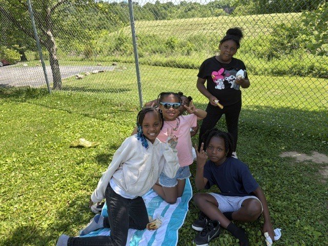2nd graders enjoying their picnic.