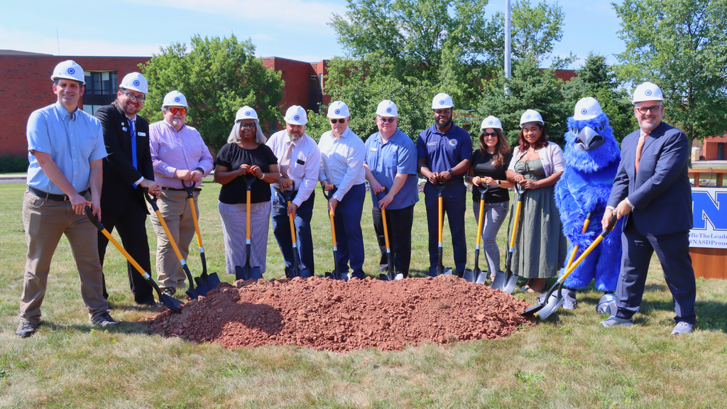 Left to right: Mr. Michael Miller (Chief Financial Officer), Mr. Leo Desrosiers (Chief Technology Officer), Mr. William Caldwell (Director, NASD School Board), Ms. Cynthia Davenport (Vice President, NASD School Board), Mr. Jeffrey Cardwell (Chief Operations Officer), Mr. Philip Daniels (Director, NASD School Board), Dr. Harold Halbert (Commissioner, West Norriton Township), Mr. William McCoy (Councilman 2nd District, Norristown Municipal Council), Ms. Natalie Colson (Councilwoman 4th District, Norristown Municipal Council), Ms. Jasmine Griffen (Councilwoman At-large, Norristown Municipal Council), Eagle Mascot, and Mr. Christopher Dormer (Superintendent of Schools).